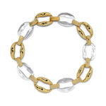 Liquid Lucite  Link Necklace 14k Gold Plated, Clear Lucite