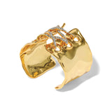 Solanales Gold Crystal Lace Up Cuff Bracelet 14k Gold Plated, Crystal
