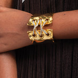 Solanales Gold Crystal Lace Up Cuff Bracelet 14k Gold Plated, Crystal