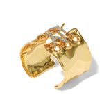 Solanales Gold Crystal Lace Up Cuff Bracelet 14k Gold Plated, Crystal