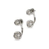 Asterales Molten Front Back CZ Earrings Rhodium Tone Plated, Cubic Zirconia