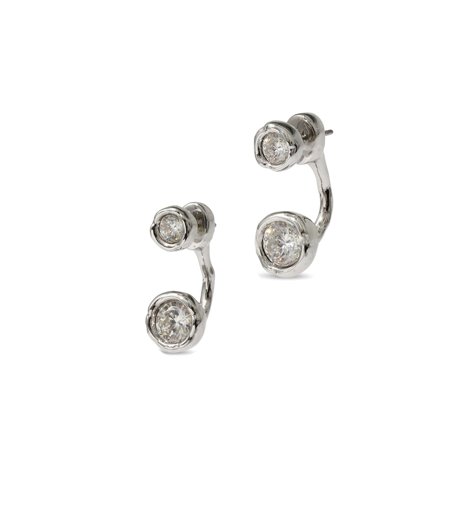 Alexis Bittar-Asterales Molten Front Back CZ Earrings-Earrings-Rhodium Tone Plated, Cubic Zirconia-Blue Ruby Jewellery-Vancouver Canada