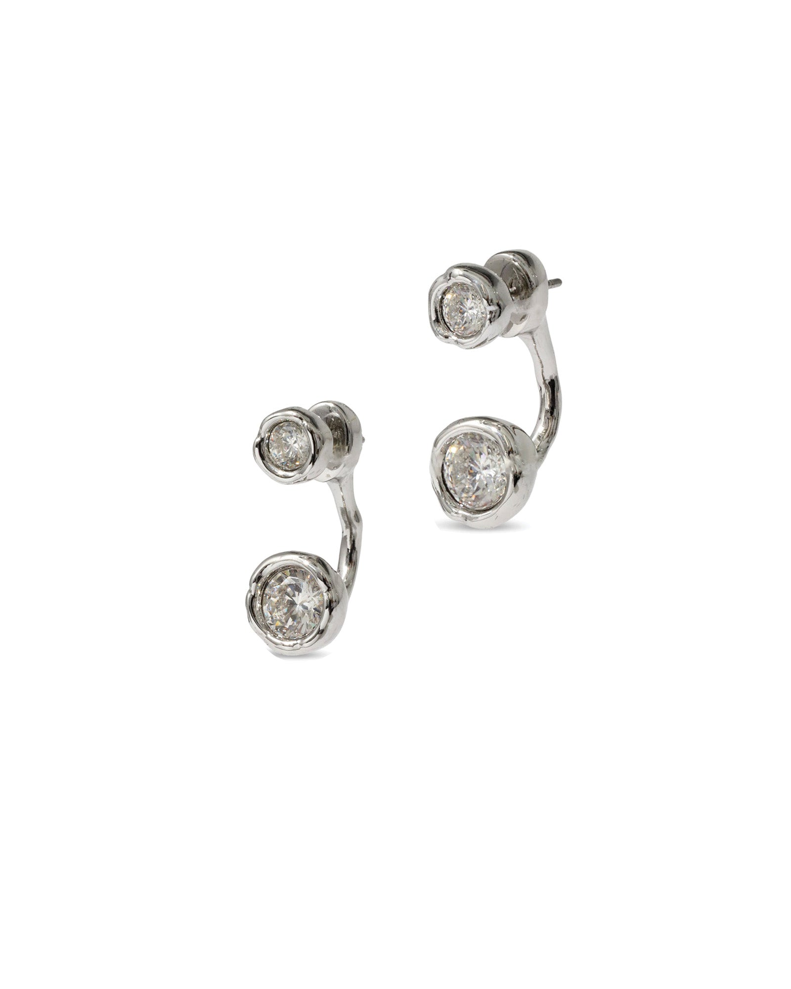 Alexis Bittar-Asterales Molten Front Back CZ Earrings-Earrings-Rhodium Tone Plated, Cubic Zirconia-Blue Ruby Jewellery-Vancouver Canada