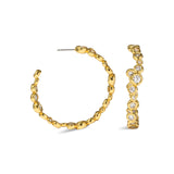 Asterales Gold Large Hoop Earring 14k Gold Plated, Crystal