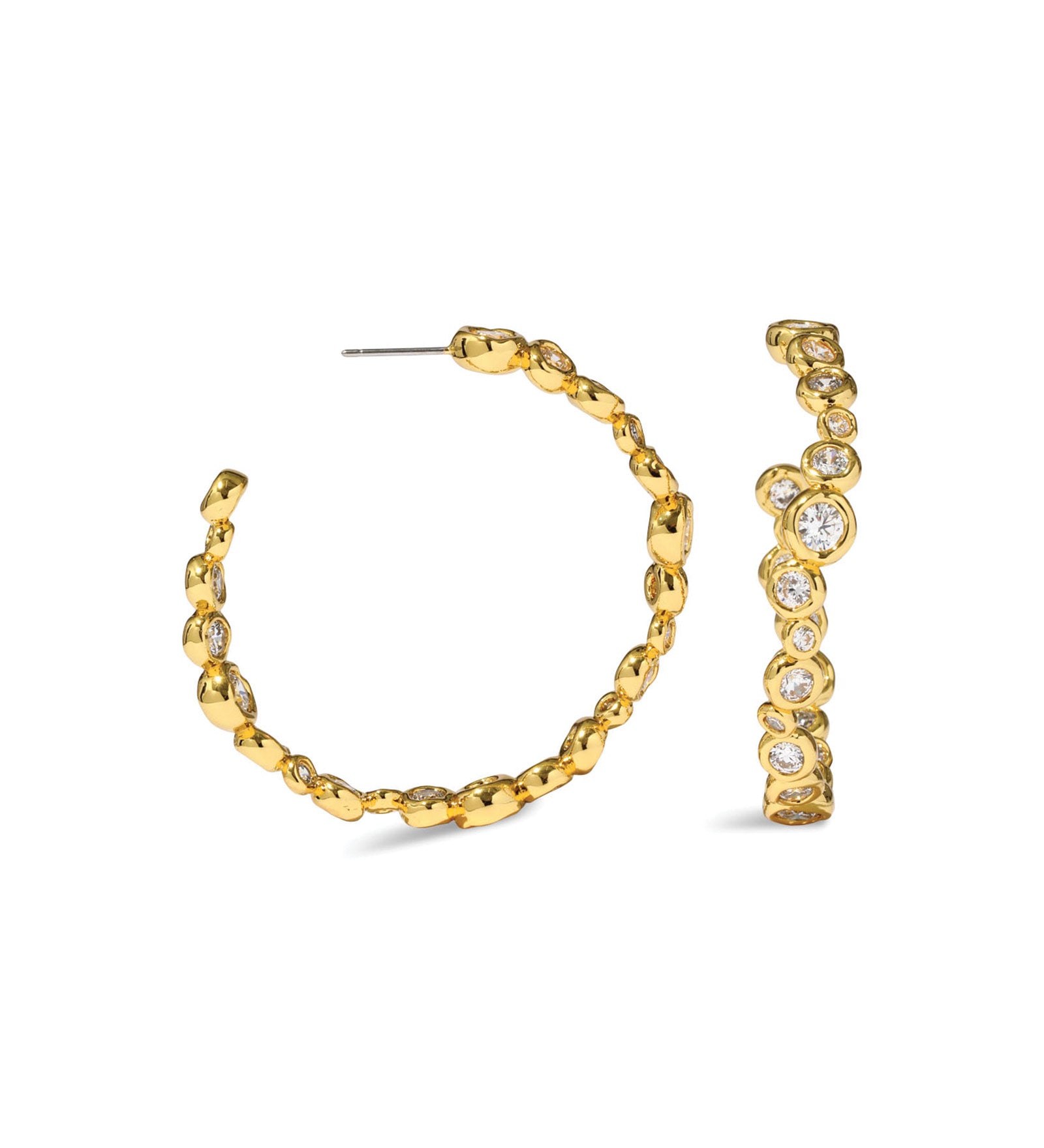 Asterales Gold Large Hoop Earring 14k Gold Plated, Crystal