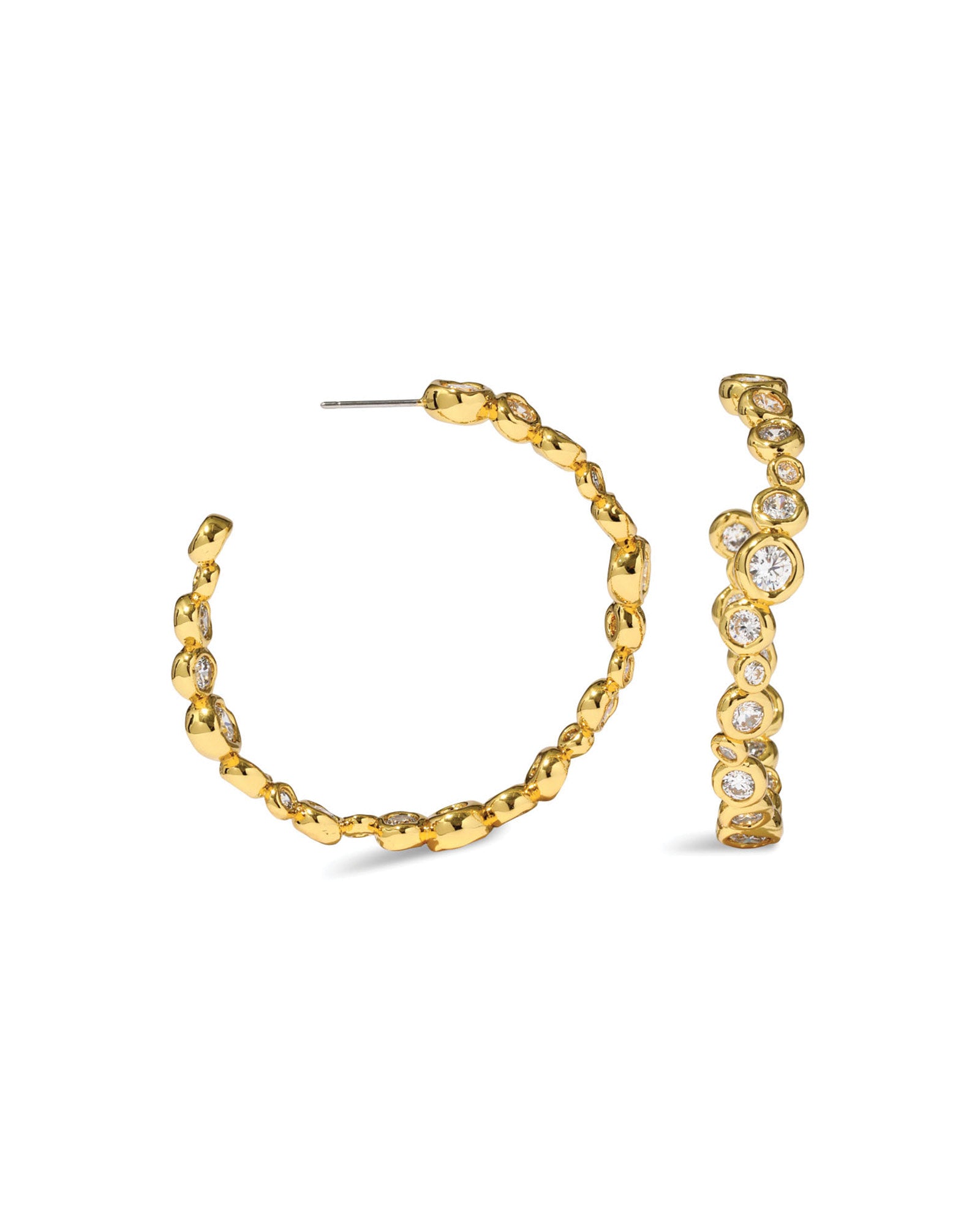 Asterales Gold Large Hoop Earring 14k Gold Plated, Crystal