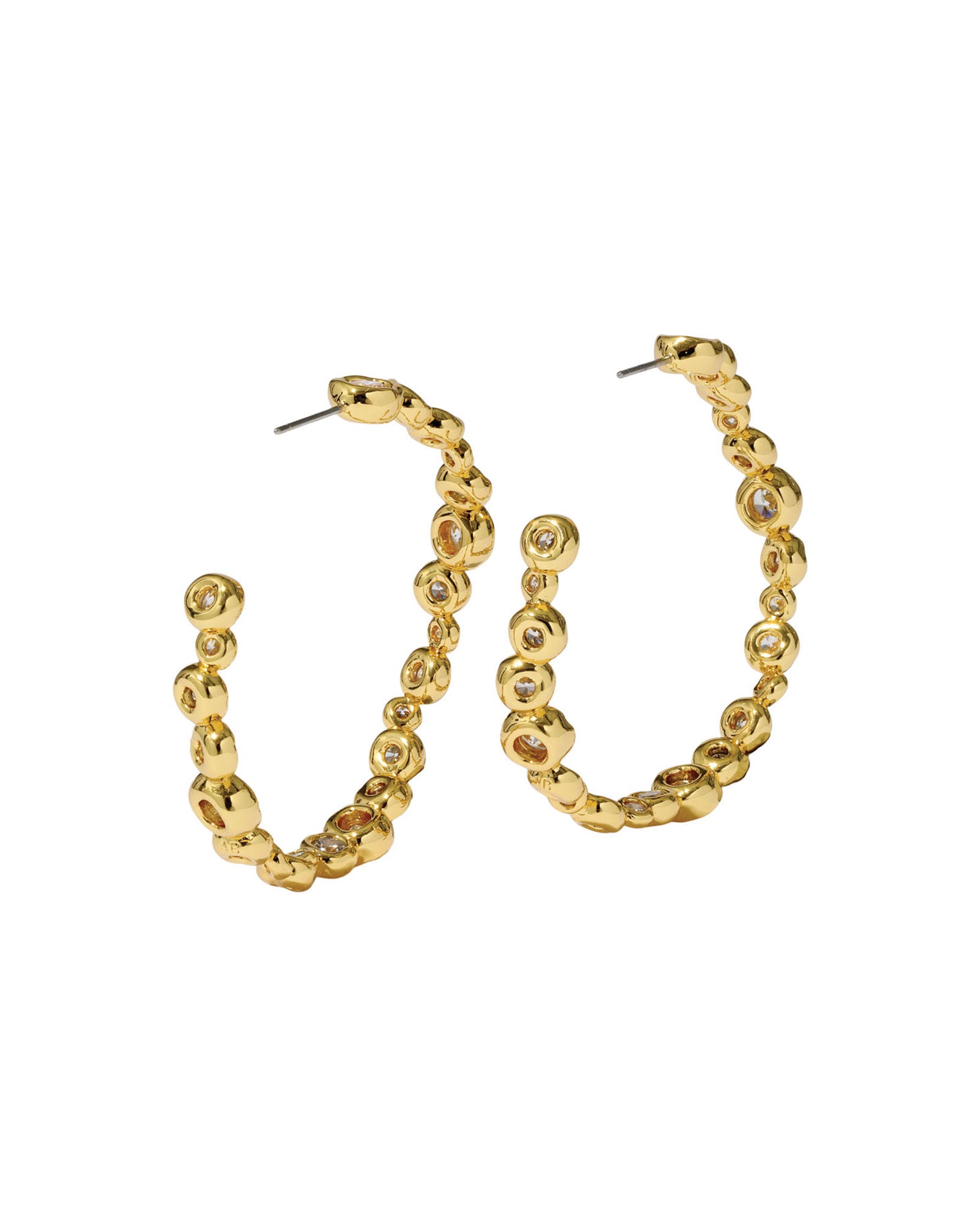 Asterales Gold Large Hoop Earring 14k Gold Plated, Crystal