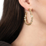 Asterales Gold Large Hoop Earring 14k Gold Plated, Crystal