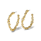 Asterales Gold Large Hoop Earring 14k Gold Plated, Crystal
