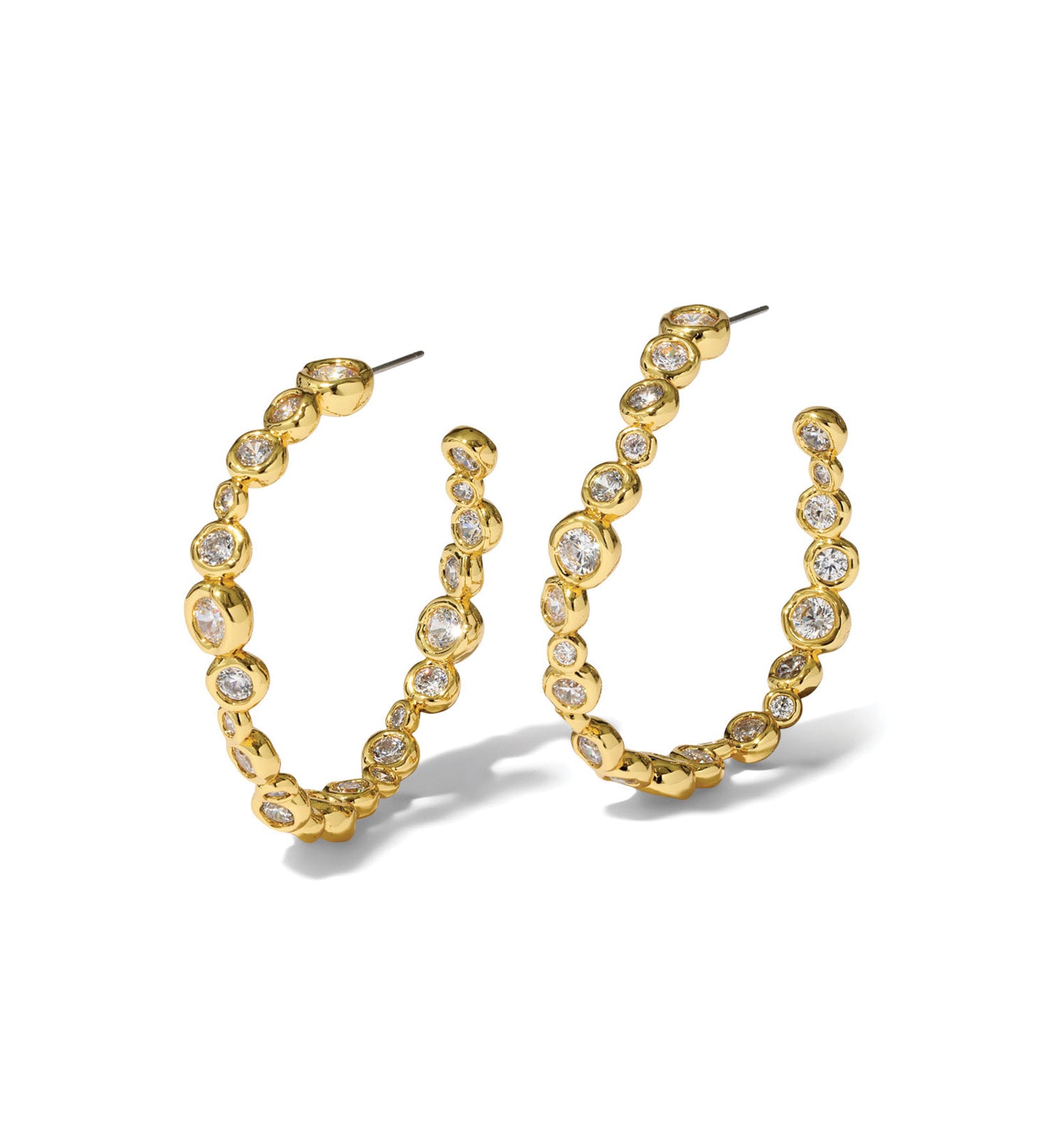 Asterales Gold Large Hoop Earring 14k Gold Plated, Crystal