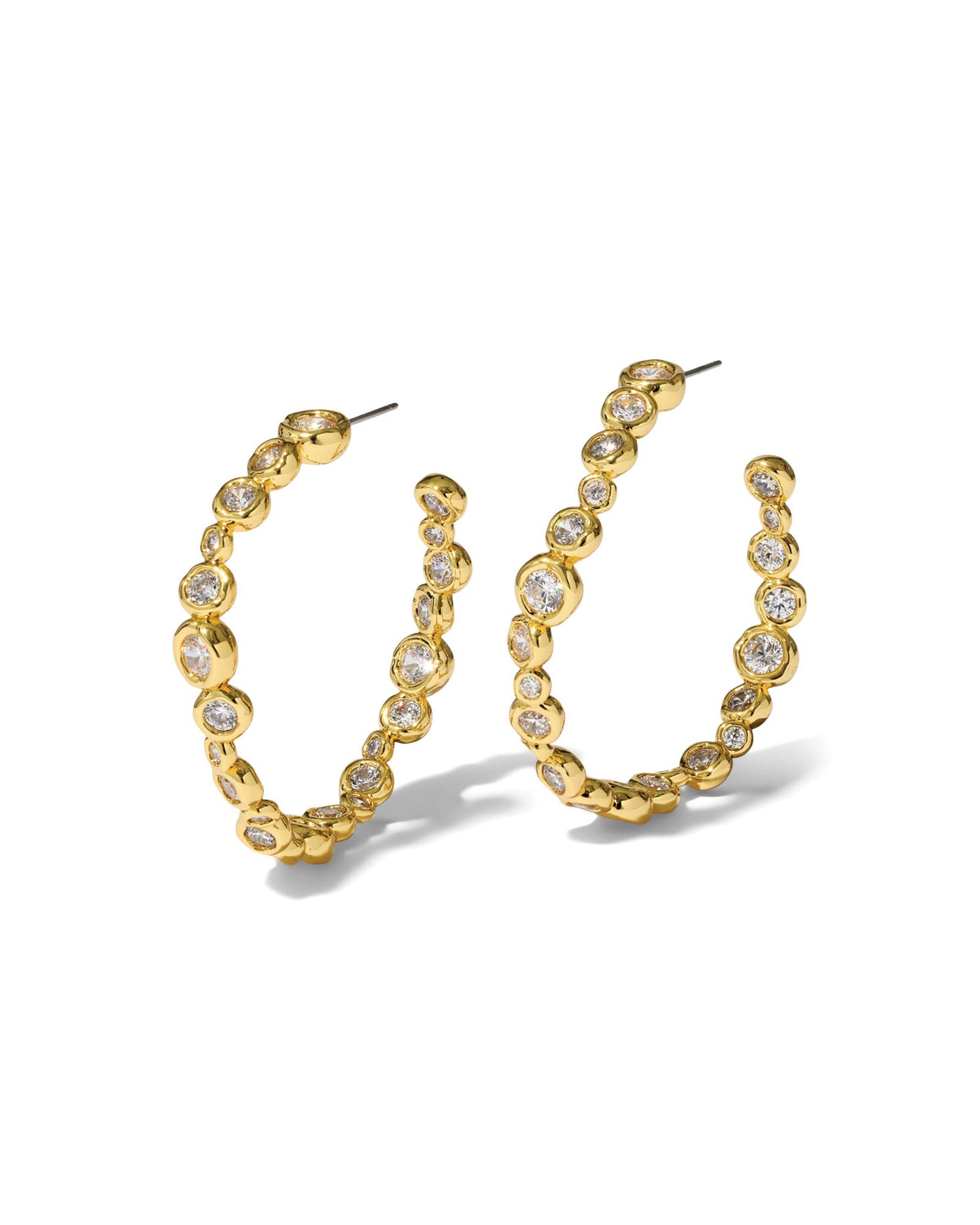 Asterales Gold Large Hoop Earring 14k Gold Plated, Crystal