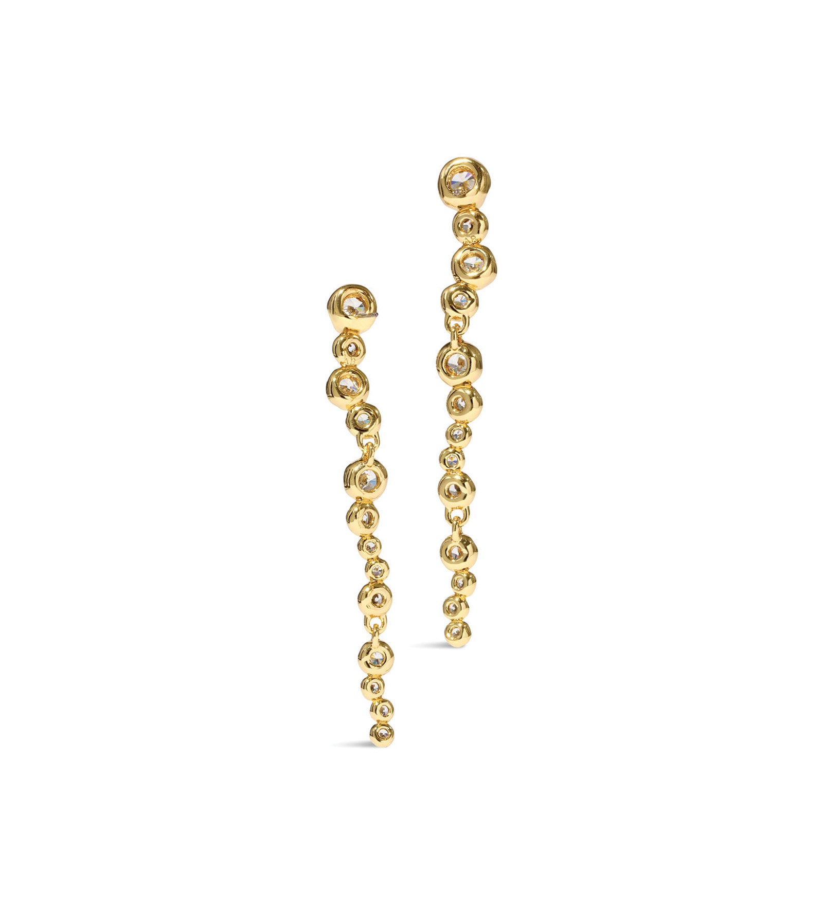 Asterales Gold CZ Cascading Earring 14k Gold Plated, Crystal