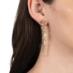 Asterales Gold CZ Cascading Earring 14k Gold Plated, Crystal
