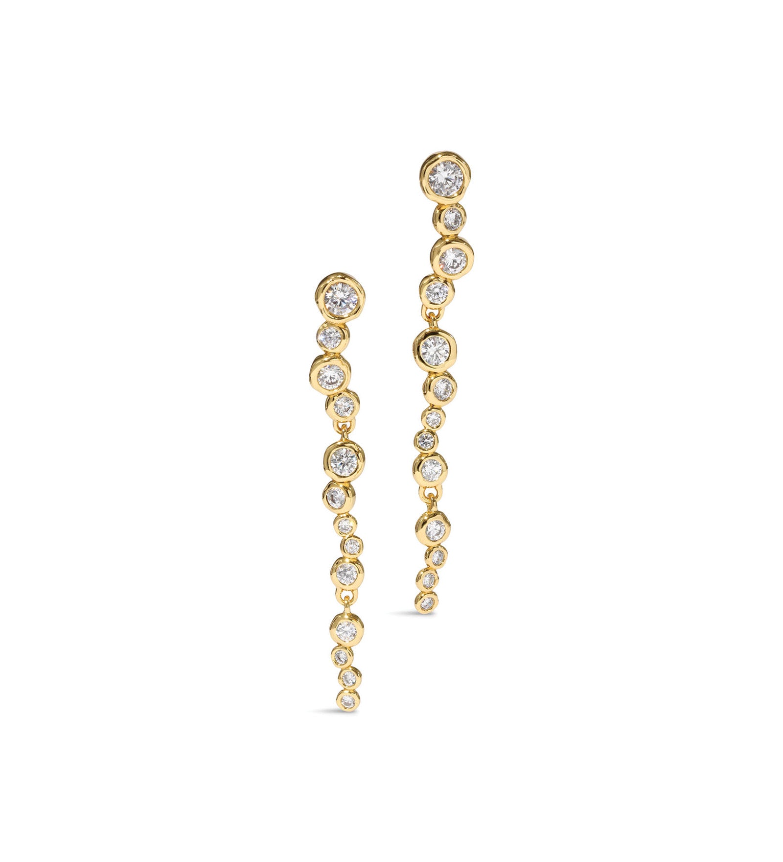 Asterales Gold CZ Cascading Earring 14k Gold Plated, Crystal