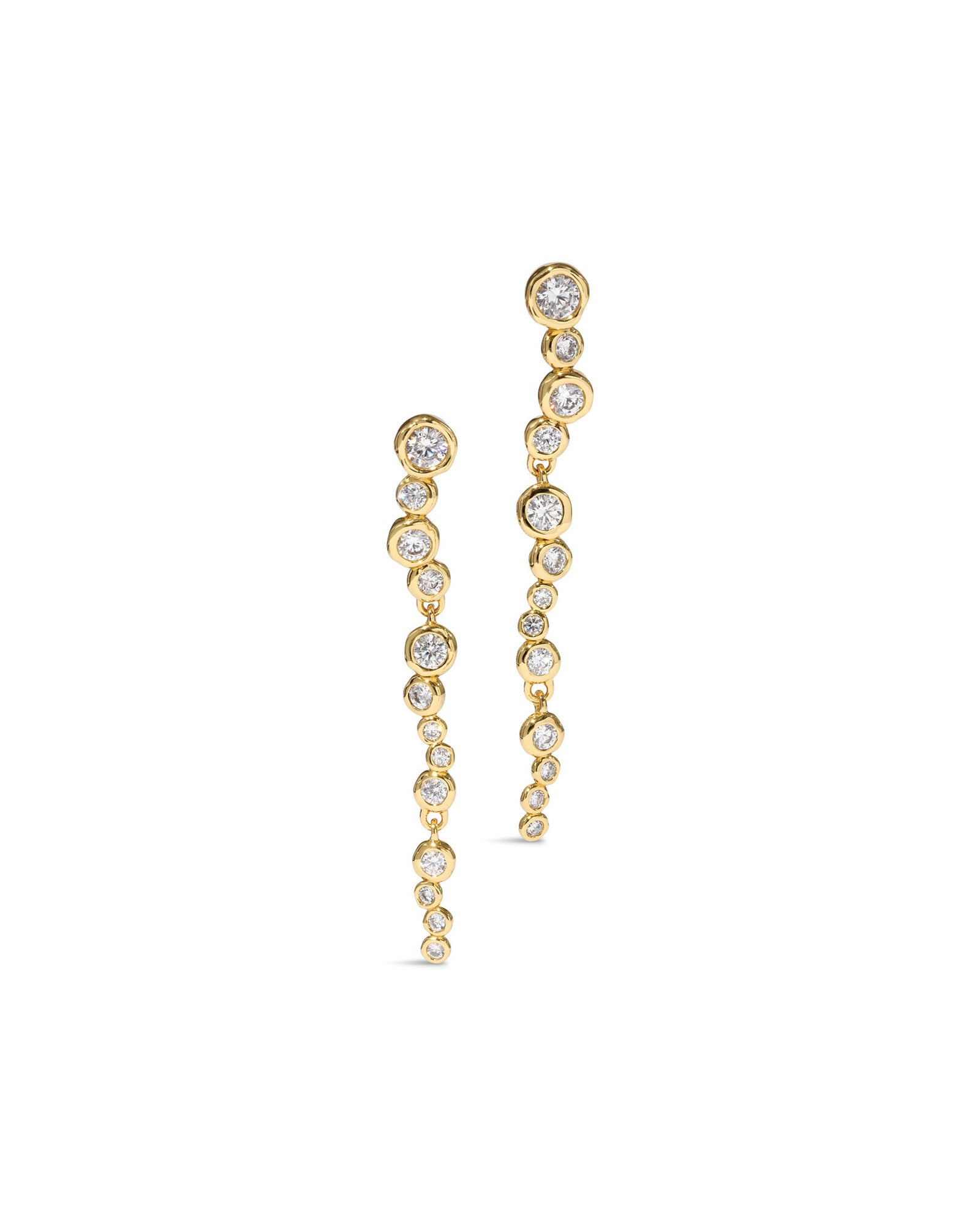 Asterales Gold CZ Cascading Earring 14k Gold Plated, Crystal