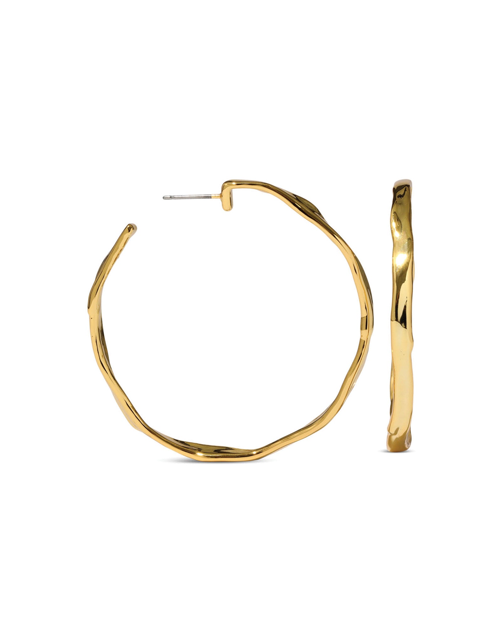 Brut Gold Skinny Hoop Earring 14k Gold Plated
