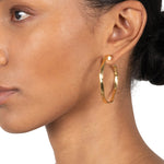 Brut Gold Skinny Hoop Earring 14k Gold Plated
