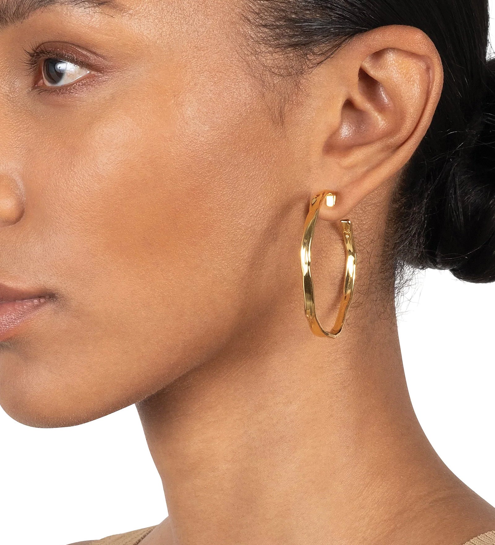 Brut Gold Skinny Hoop Earring 14k Gold Plated