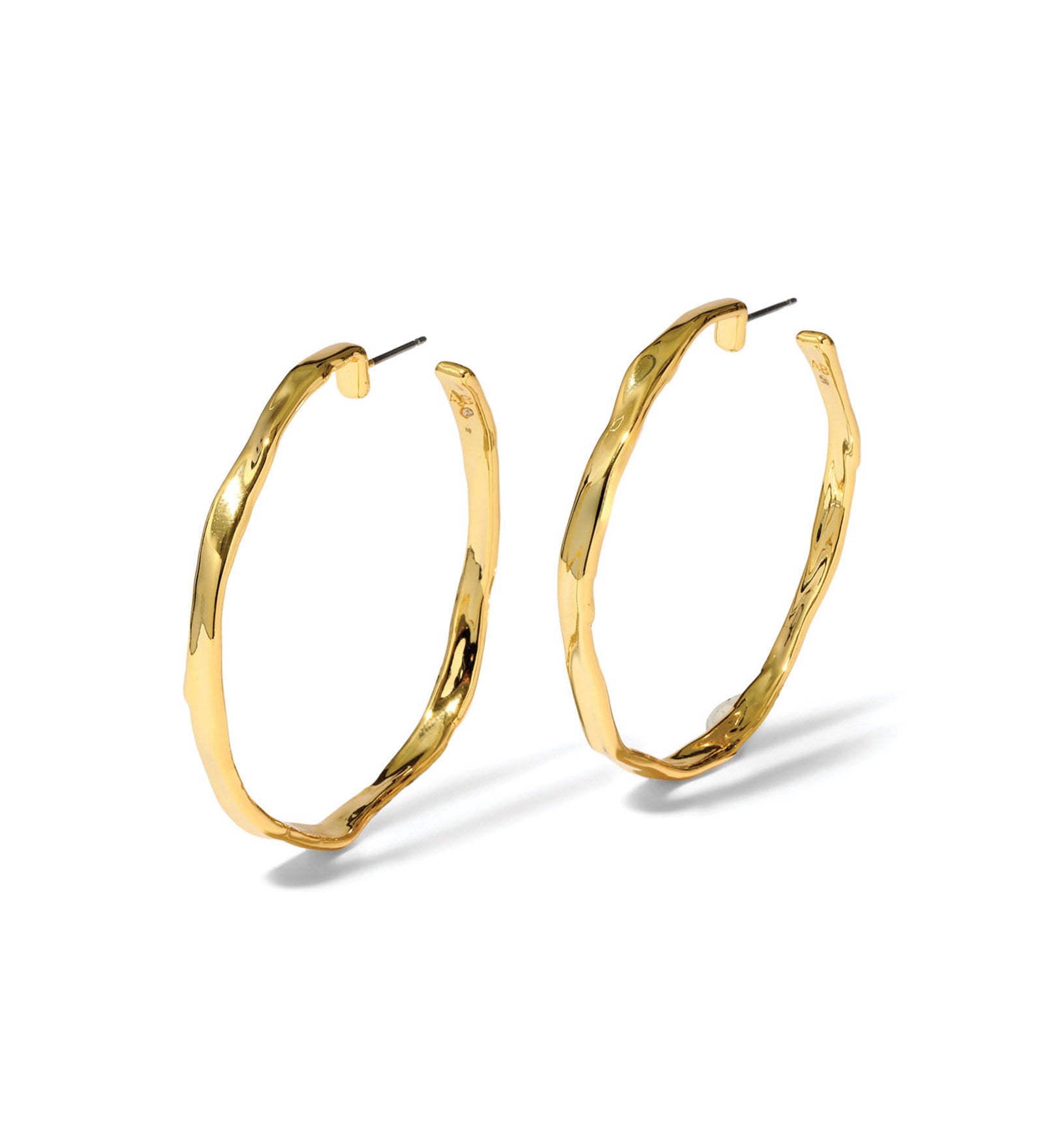 Brut Gold Skinny Hoop Earring 14k Gold Plated