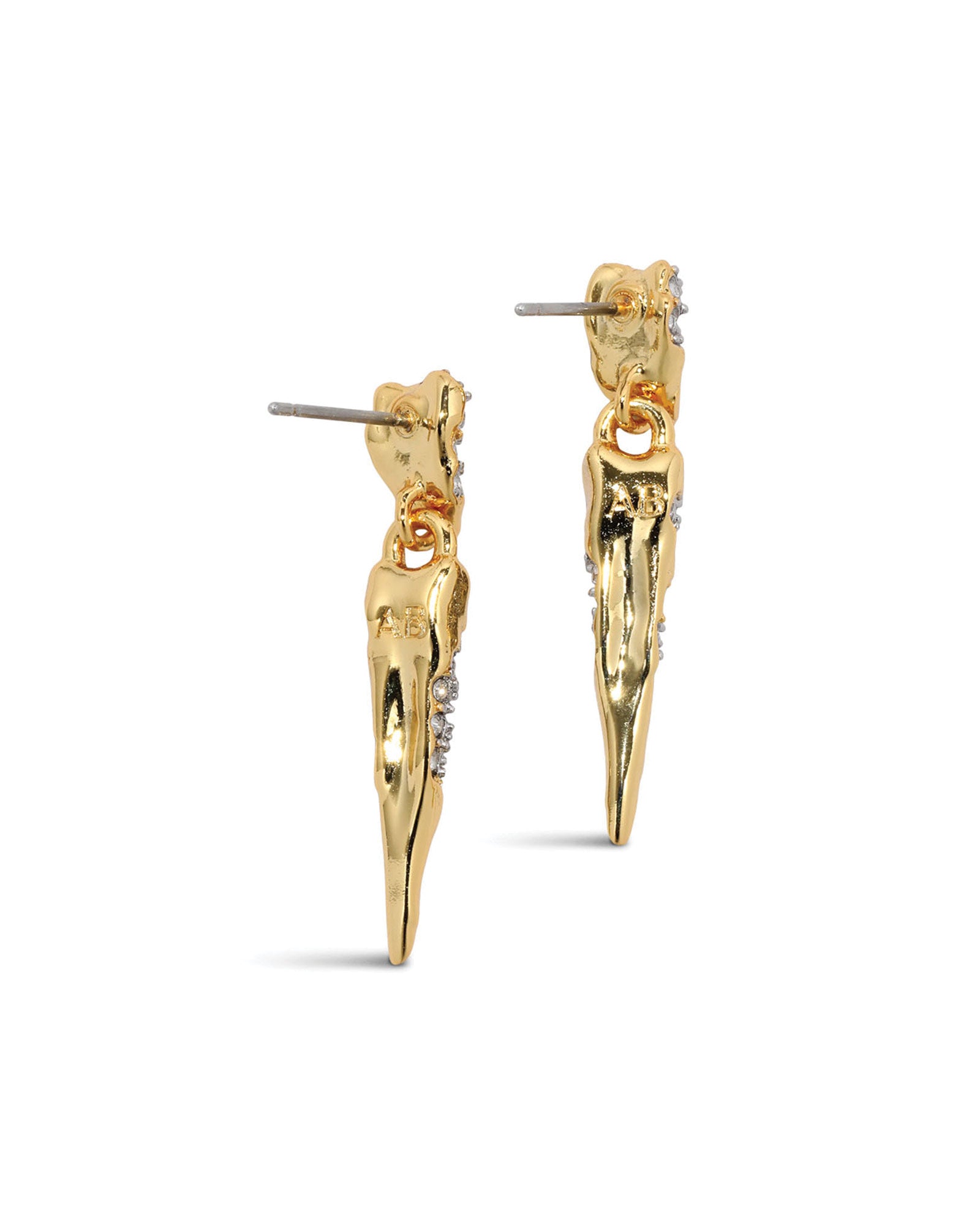 Solanales Crystal Spear Drop Earring 14k Gold Plated, Crystal