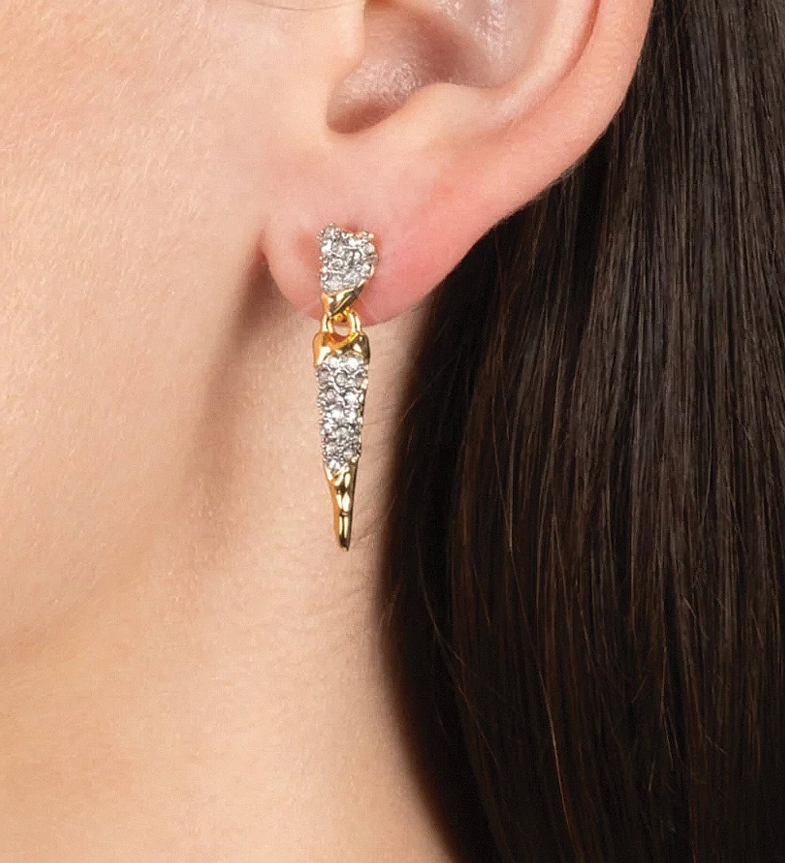 Solanales Crystal Spear Drop Earring 14k Gold Plated, Crystal