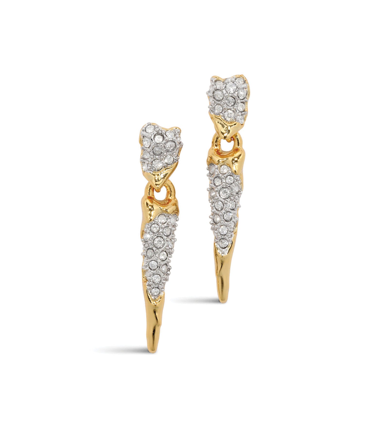 Solanales Crystal Spear Drop Earring 14k Gold Plated, Crystal