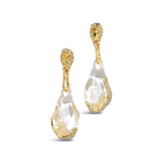 Liquid Lucite Crystal Pavé Pebble Drop Earring 14k Gold Plated, Crystal