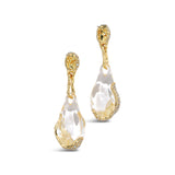 Liquid Lucite Crystal Pavé Pebble Drop Earring 14k Gold Plated, Crystal