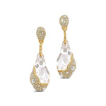 Liquid Lucite Crystal Pavé Pebble Drop Earring 14k Gold Plated, Crystal
