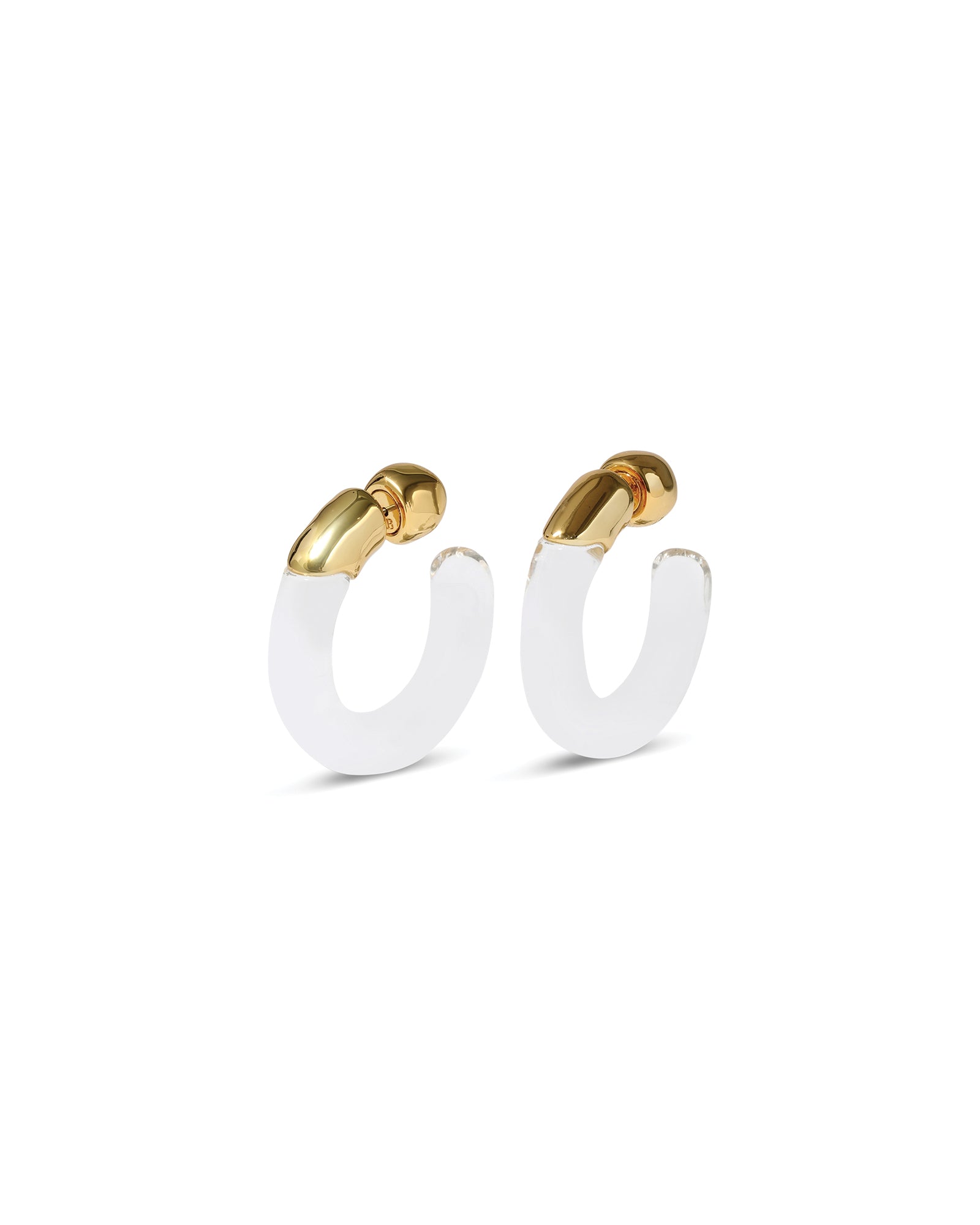 Liquid Lucite Front Back
Hoop Earring 14k Gold Plated Brass, Clear Lucite