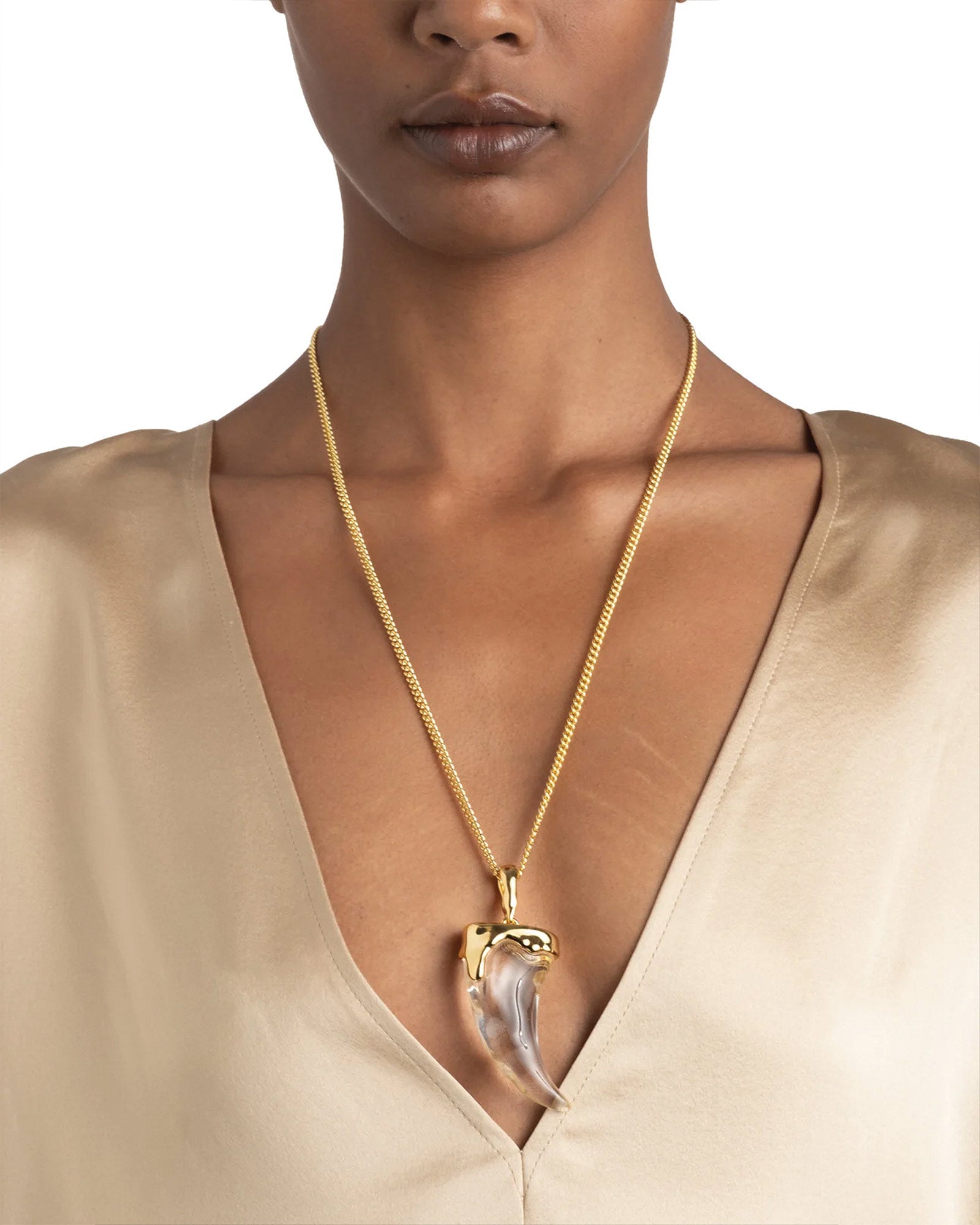 Alexis Bittar-Liquid Lucite Horn Pendant Necklace-Necklaces-Blue Ruby Jewellery-Vancouver Canada