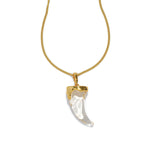 Liquid Lucite Horn Necklace 14k Gold Plated Brass, Clear Lucite
