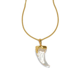 Liquid Lucite Horn Necklace 14k Gold Plated Brass, Clear Lucite