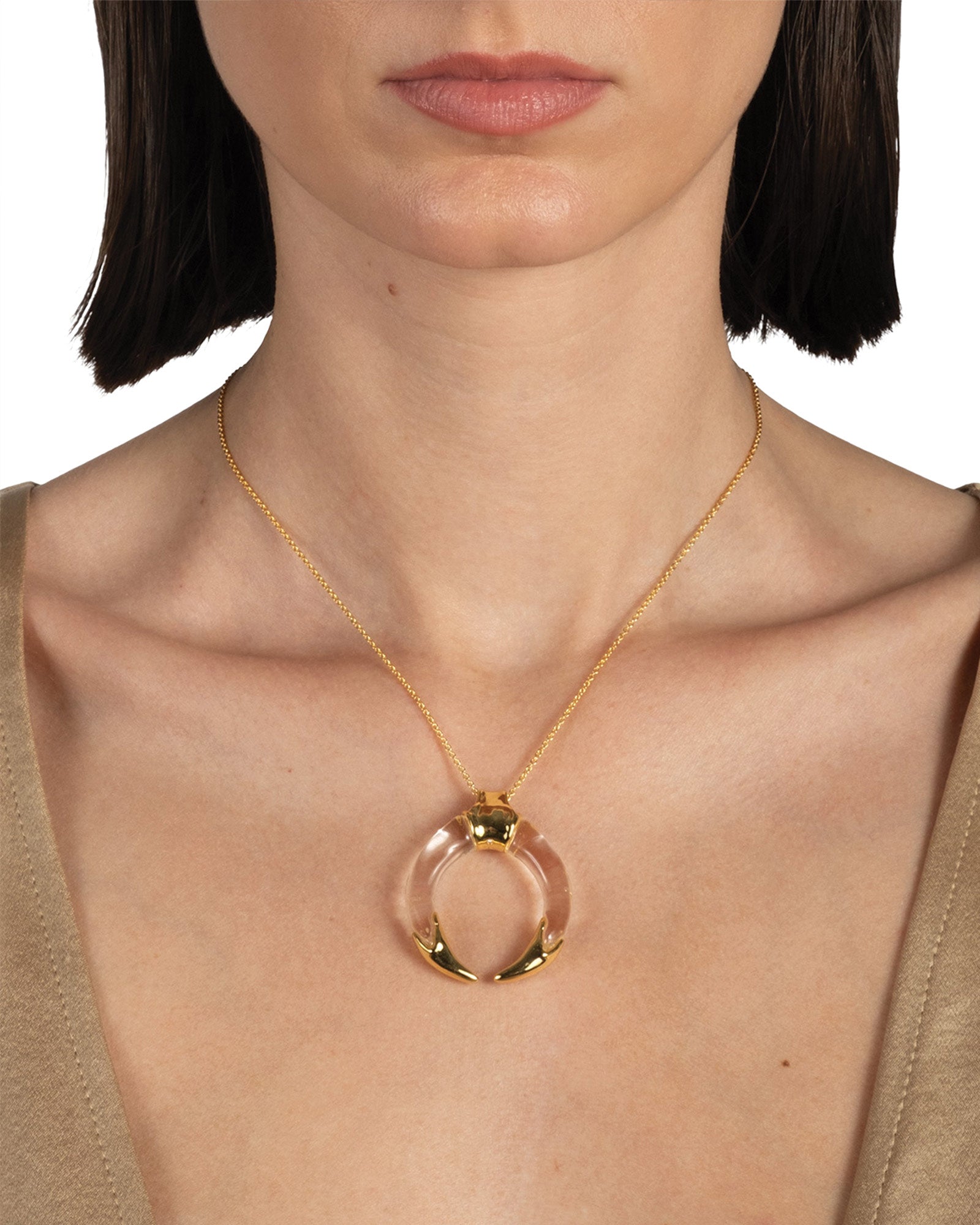 Alexis Bittar-Gilded Tusk Lucite Necklace-Necklaces-Blue Ruby Jewellery-Vancouver Canada