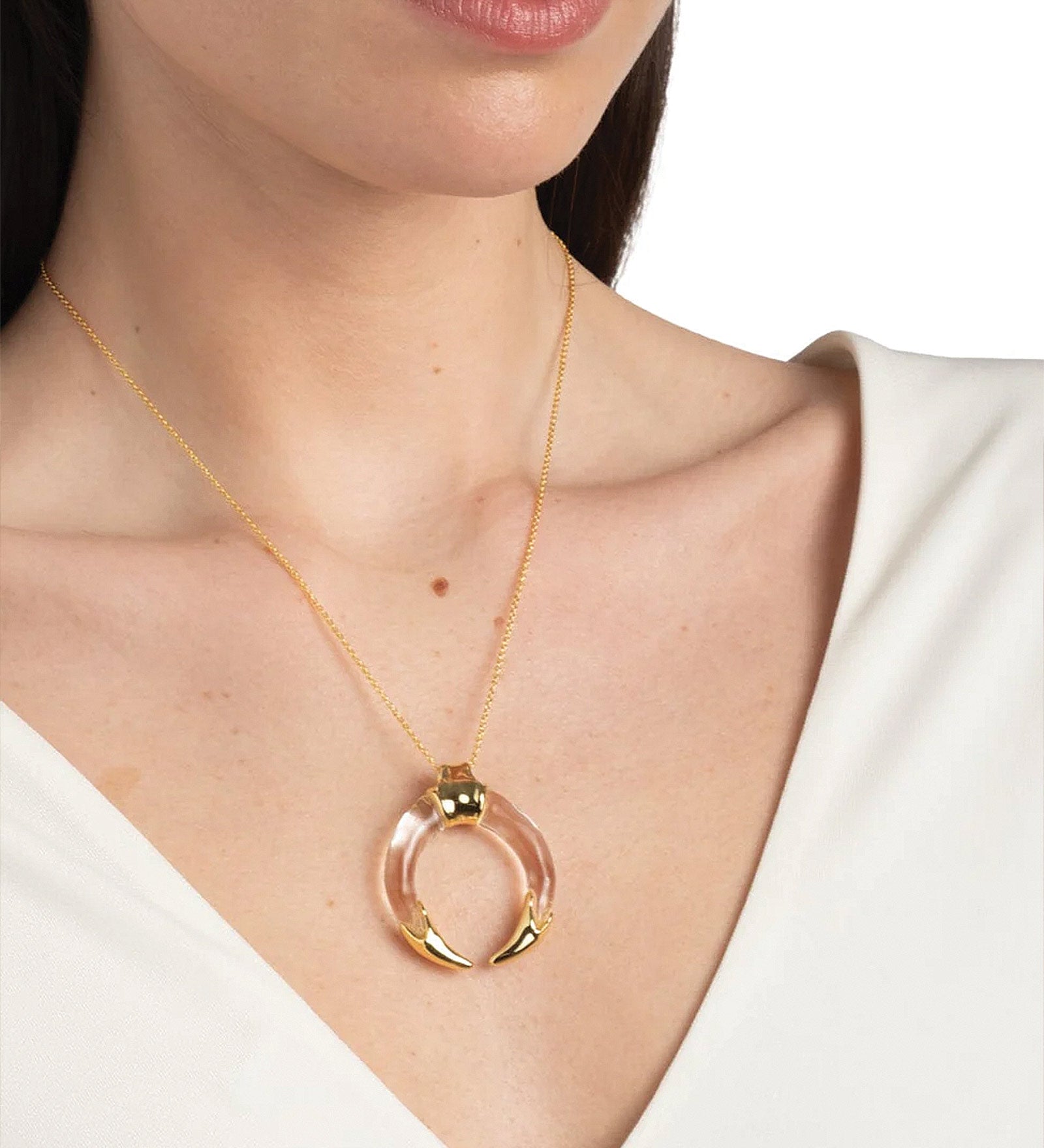 Alexis Bittar-Gilded Tusk Lucite Necklace-Necklaces-Blue Ruby Jewellery-Vancouver Canada