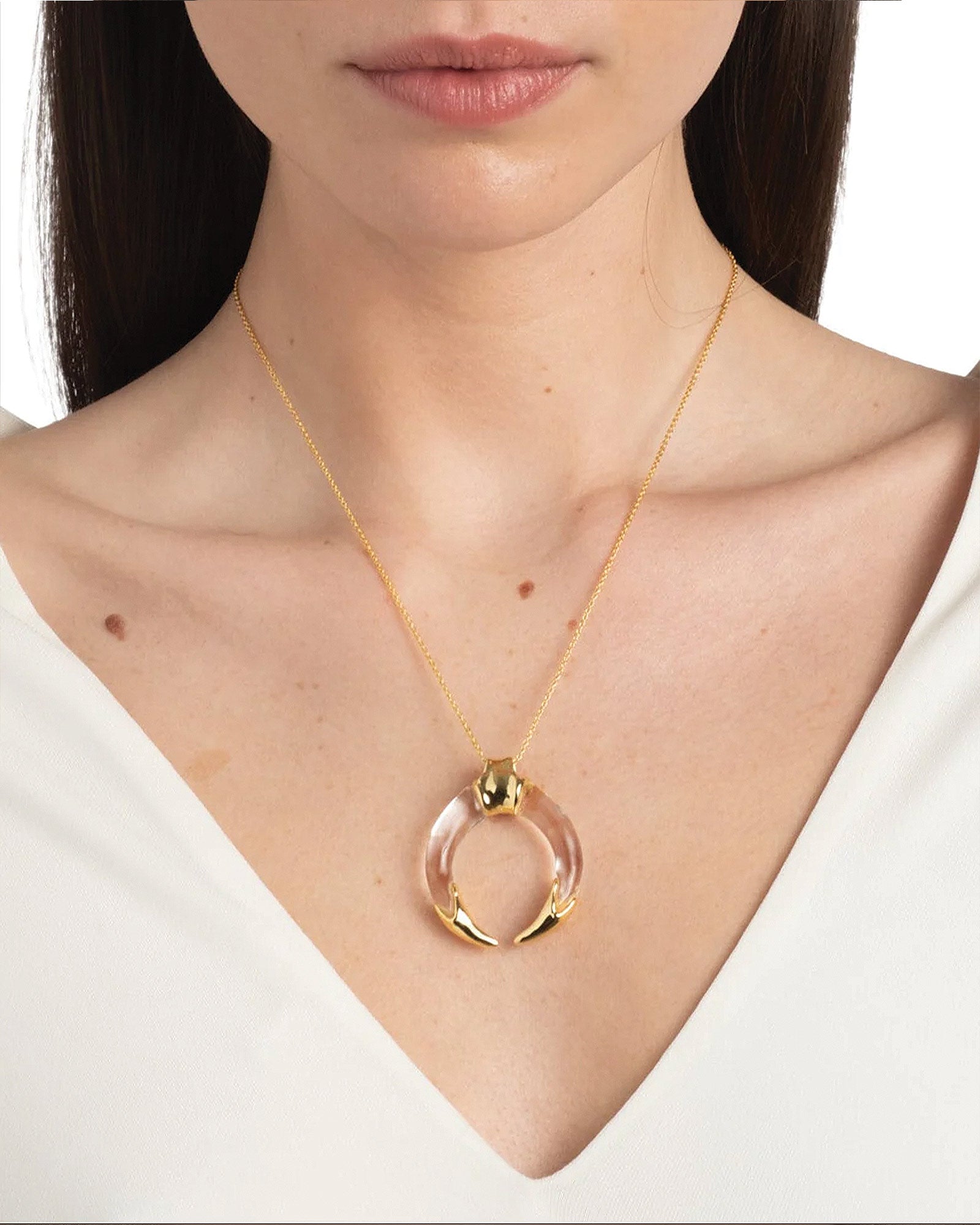 Alexis Bittar-Gilded Tusk Lucite Necklace-Necklaces-Blue Ruby Jewellery-Vancouver Canada