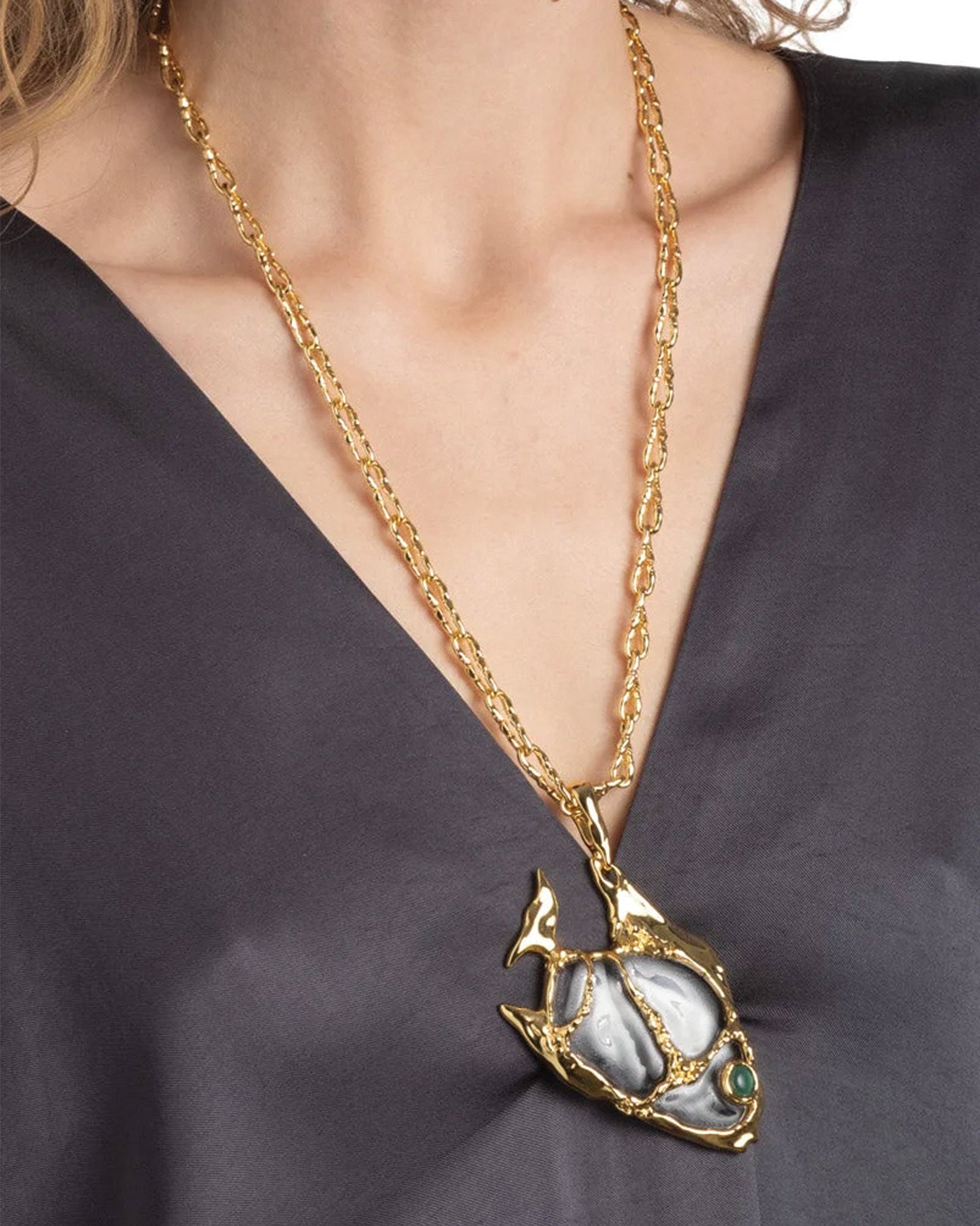 Alexis Bittar-Liquid Lucite Angelfish Pendant Necklace-Necklaces-Blue Ruby Jewellery-Vancouver Canada