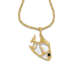 Angelfish Clear Lucite Necklace 14k Gold Plated Brass, Clear Lucite