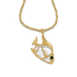 Angelfish Clear Lucite Necklace 14k Gold Plated Brass, Clear Lucite