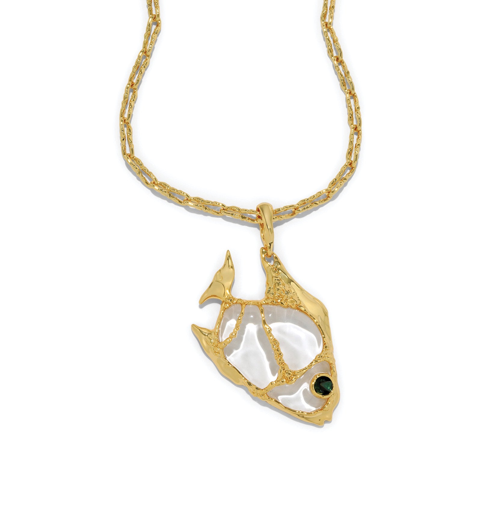 Angelfish Clear Lucite Necklace 14k Gold Plated Brass, Clear Lucite