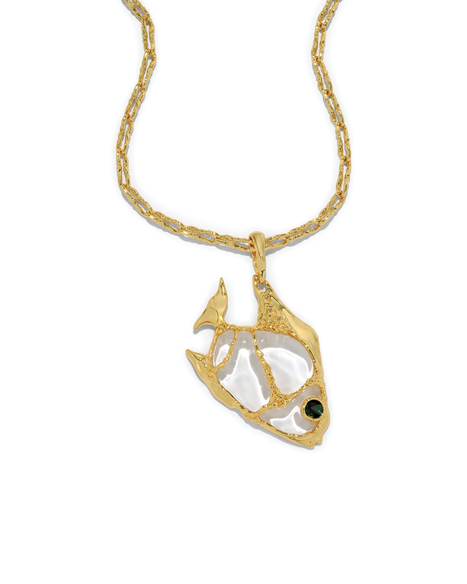 Angelfish Clear Lucite Necklace 14k Gold Plated Brass, Clear Lucite