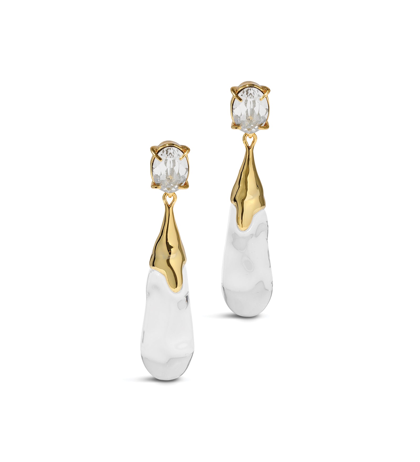 BonBon Crystal Small
Teardrop Earring 14k Gold Plated Brass, Crystal, Clear Lucite