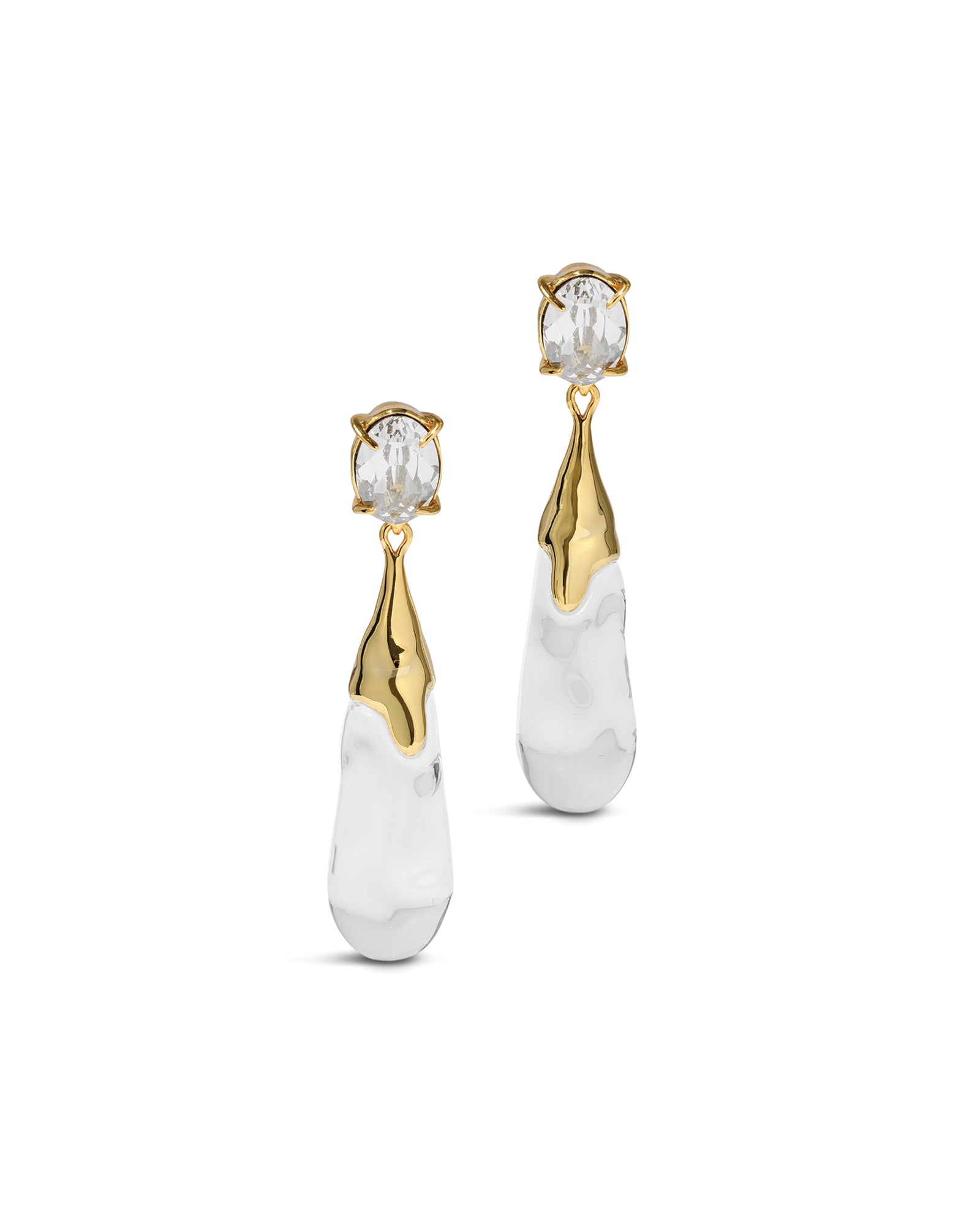 BonBon Crystal Small
Teardrop Earring 14k Gold Plated Brass, Crystal, Clear Lucite