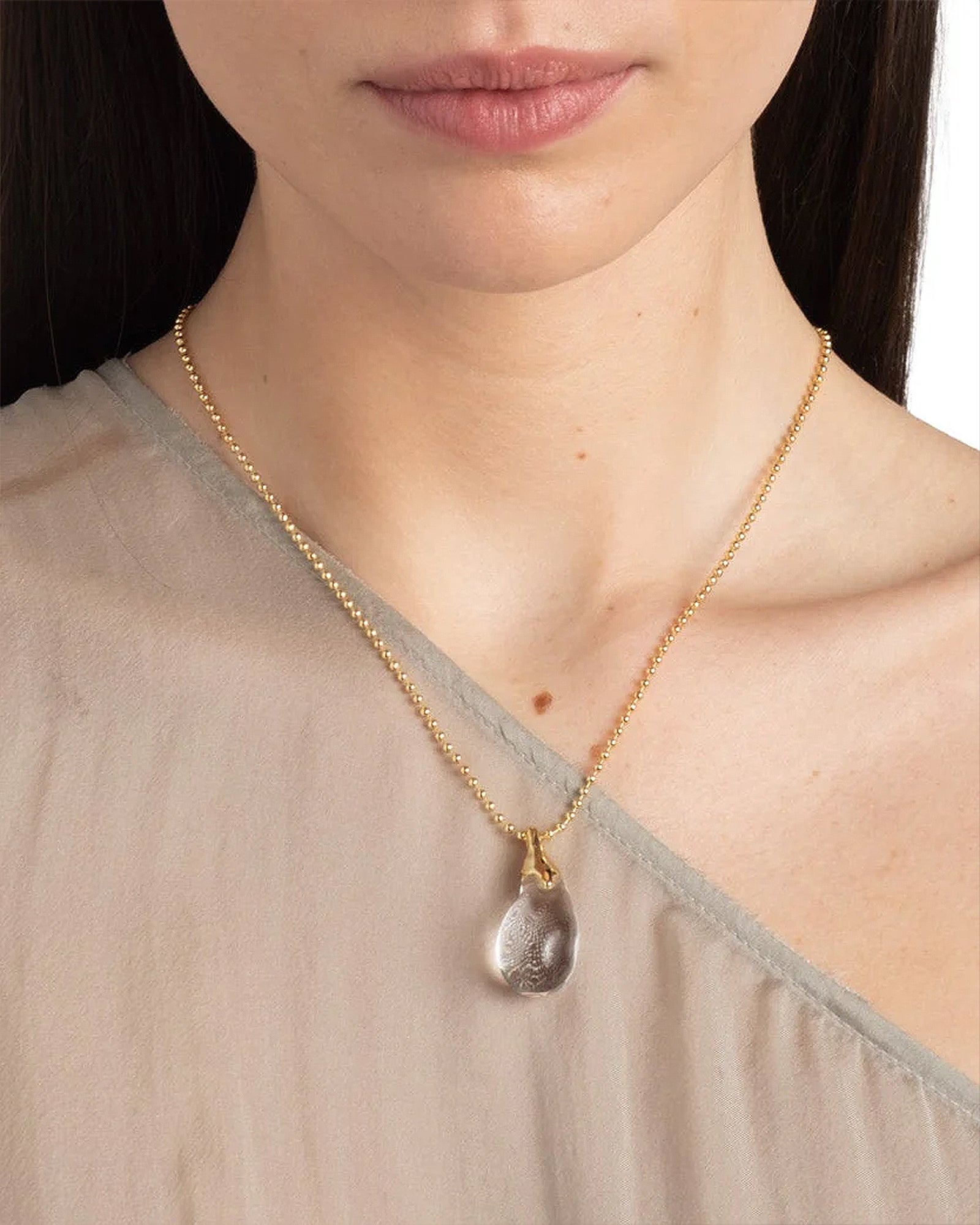 Alexis Bittar-Liquid Lucite Teardrop Pendant Necklace-Necklaces-Blue Ruby Jewellery-Vancouver Canada