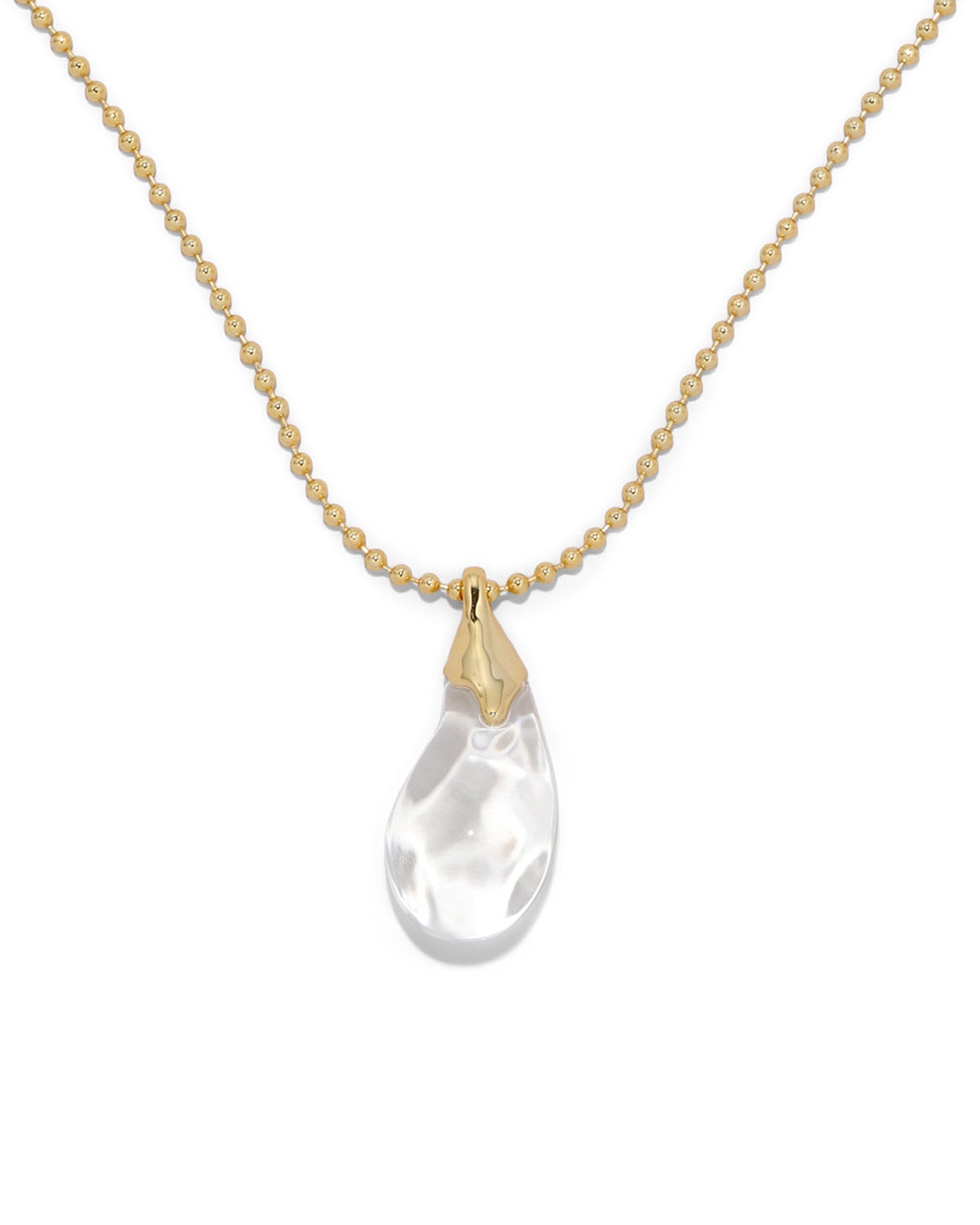 Alexis Bittar-Liquid Lucite Teardrop Pendant Necklace-Necklaces-14k Gold Plated, Clear Lucite-Blue Ruby Jewellery-Vancouver Canada