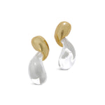 Liquid Lucite Modernist Earrings 14k Gold Plated, Clear Lucite