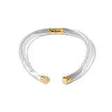 Liquid Lucite Capped Hinge Collar Necklace 14k Gold Plated, Clear Lucite