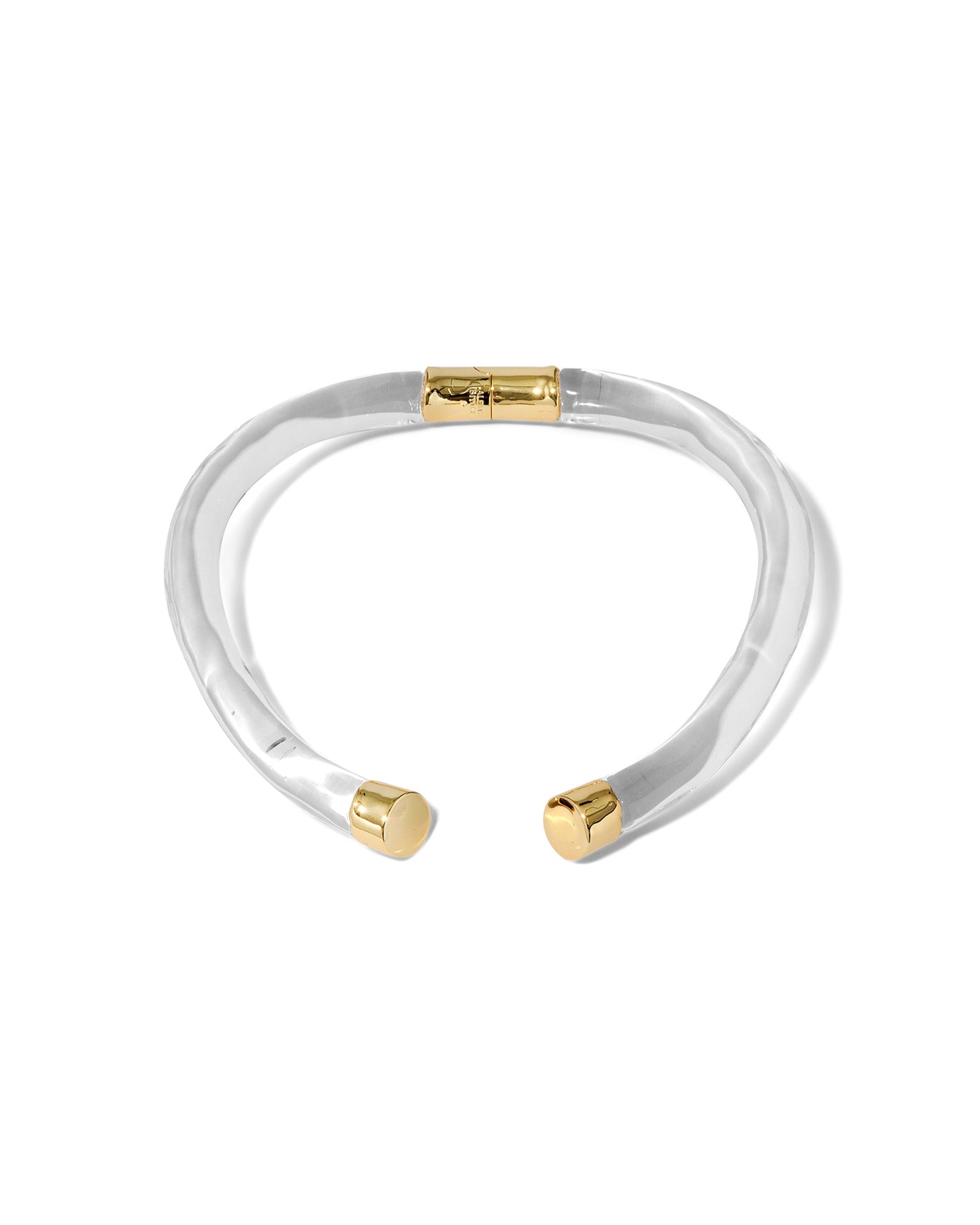 Liquid Lucite Capped Hinge Collar Necklace 14k Gold Plated, Clear Lucite