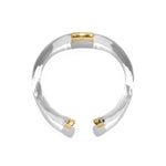 Liquid Lucite Capped Hinge Collar Necklace 14k Gold Plated, Clear Lucite