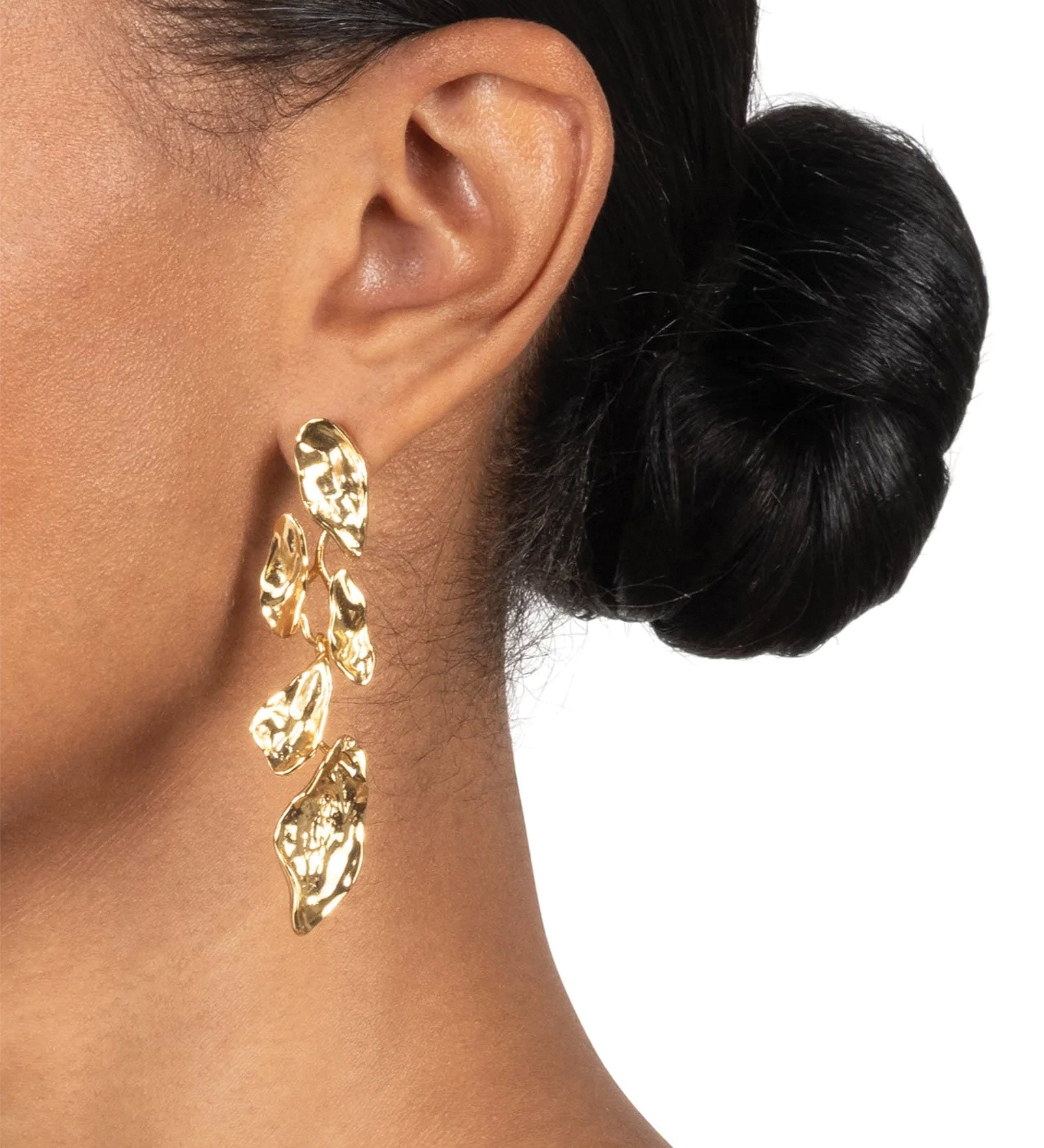 Mosaic Molten Gold Post Earrings 14k Gold Plated Brass